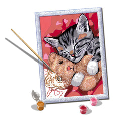 Pintura por números Gatinho e o seu Ursinho de Peluche – Ravensburger
