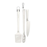 Conjunto Premium de Espátula, Faca e Pinça em Aço Inoxidável (45,7 cm) – BARBECOOK