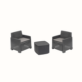 Conjunto de Jardim Idro Antracite IPAE PROGARDEN (2 Cadeirões + 1 Mesa de Apoio)