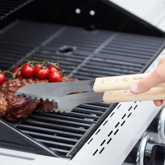 Pinça de Luxo em Aço Inoxidável e Madeira (40 cm) – BARBECOOK