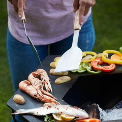 Espátula para Hambúrgueres em Aço Inoxidável e Madeira (30 cm) – BARBECOOK