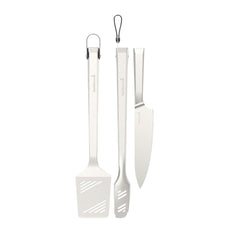 Conjunto Premium de Espátula, Faca e Pinça em Aço Inoxidável (45,7 cm) – BARBECOOK